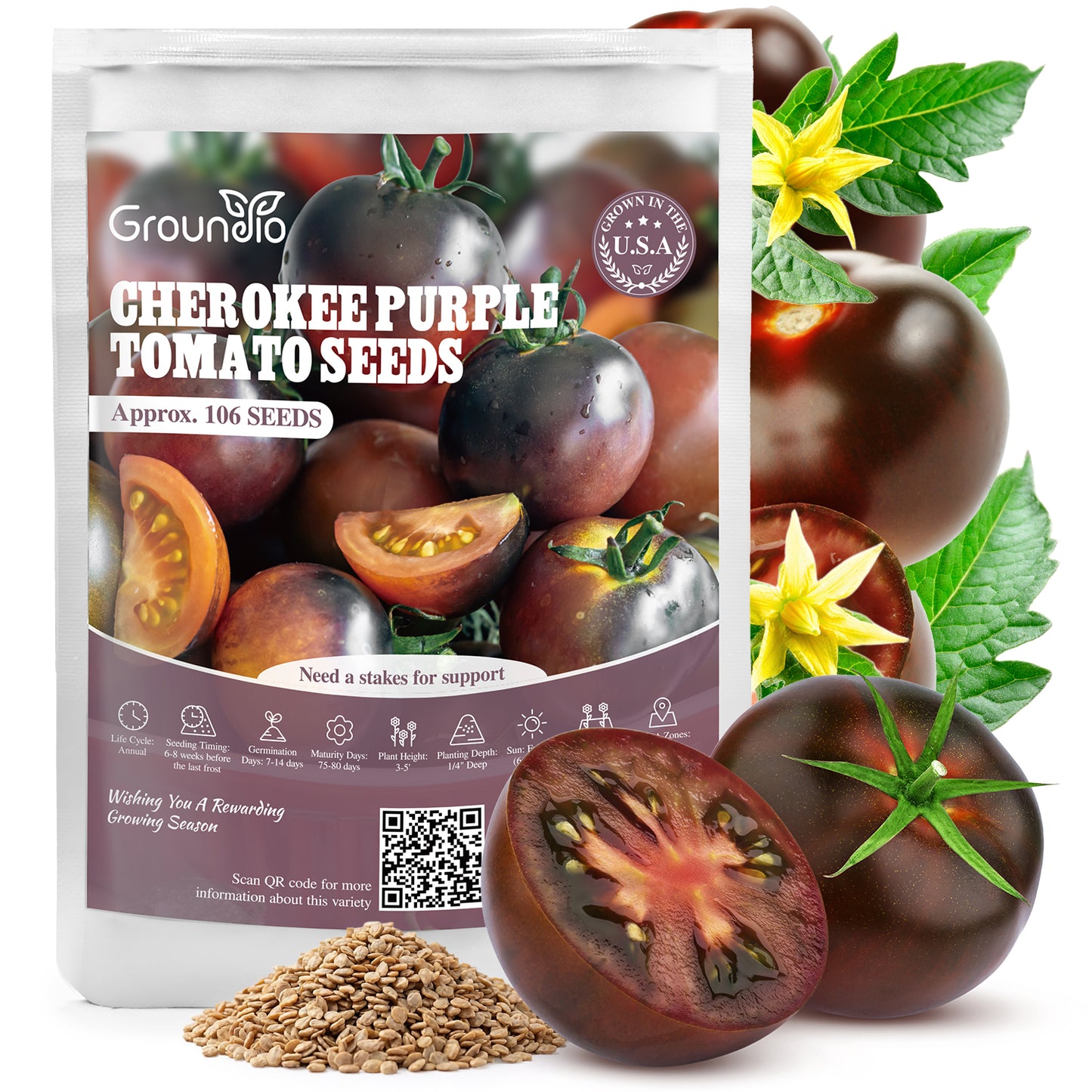 Cherokee Purple Tomato Seeds, Approx 106 Seeds